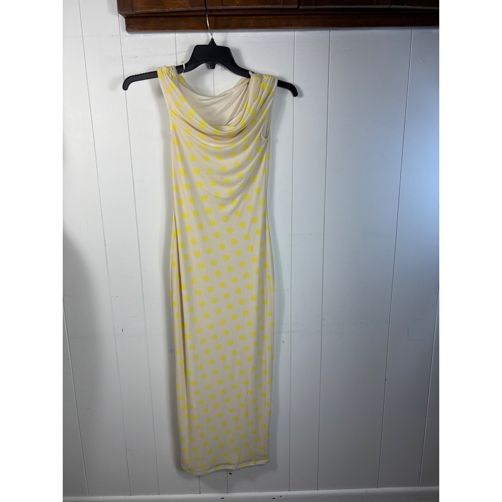AFRM Cream Midi Dress with Yellow Polka Dots